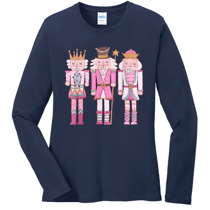 Vintage Pink Nutcracker Squad Girl Kids Pink Christmas Ladies Long Sleeve Shirt