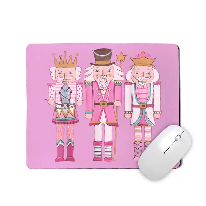 Vintage Pink Nutcracker Squad Girl Kids Pink Christmas Mousepad