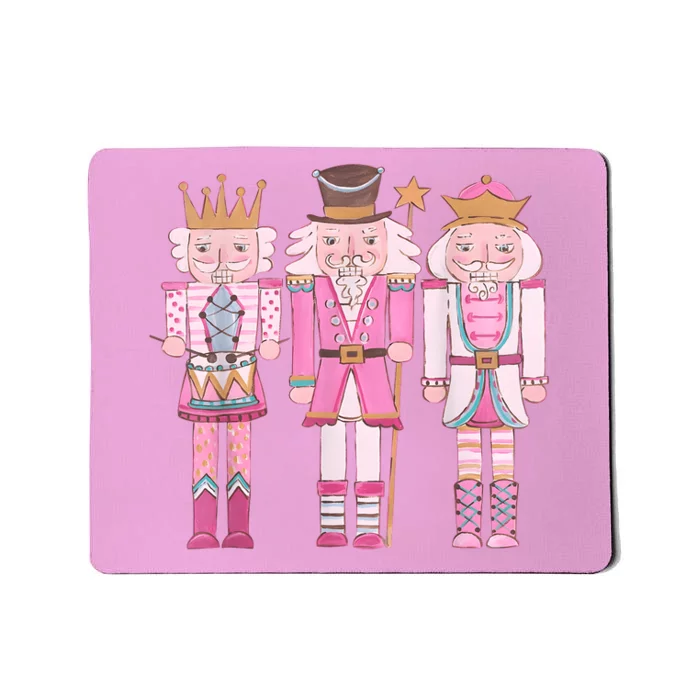 Vintage Pink Nutcracker Squad Girl Kids Pink Christmas Mousepad