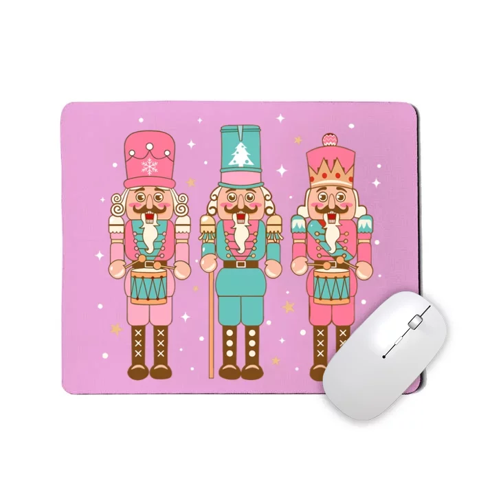 Vintage Pink Nutcracker Squad Women Girl Kids Pink Christmas Mousepad