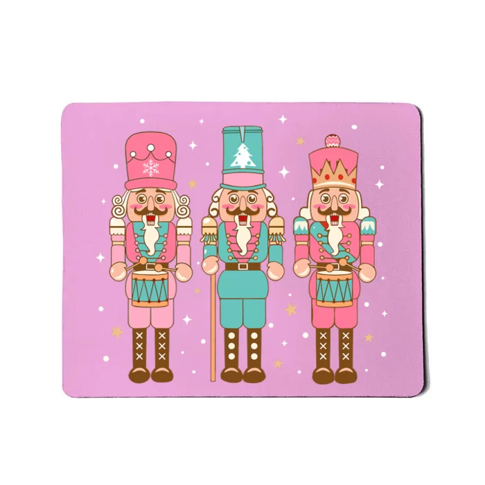 Vintage Pink Nutcracker Squad Women Girl Kids Pink Christmas Mousepad