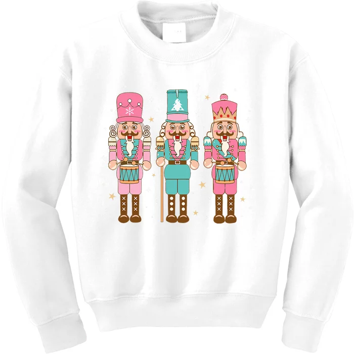 Vintage Pink Nutcracker Squad Pink Christmas Kids Sweatshirt