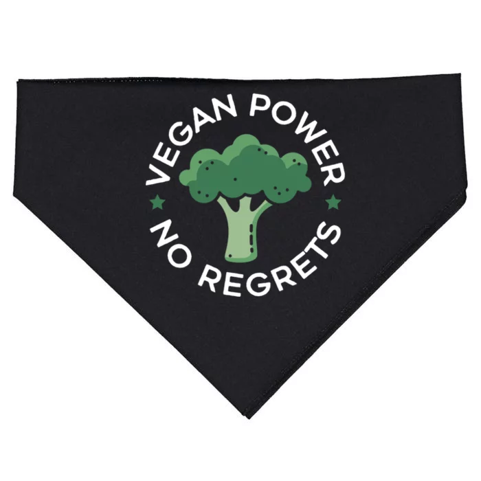 Vegan Power No Regrets Herbivore Vegetarian Veggies Veganism Cute Gift USA-Made Doggie Bandana