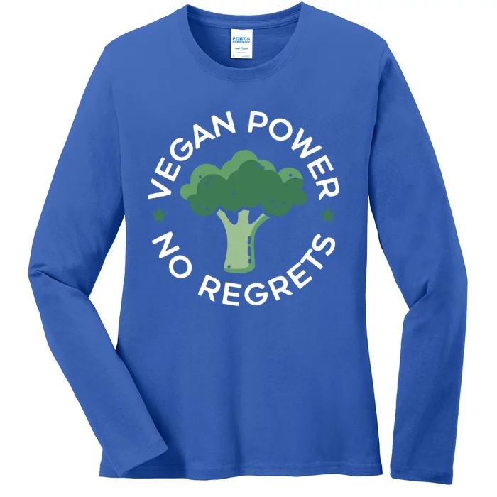 Vegan Power No Regrets Herbivore Vegetarian Veggies Veganism Cute Gift Ladies Long Sleeve Shirt