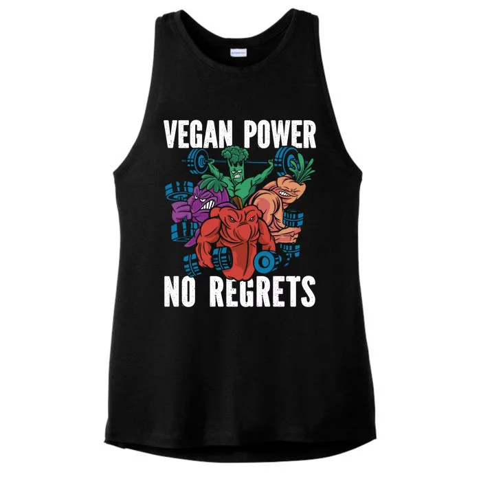 Vegan Power No Regrets Herbivore Vegetarian Veggies Veganism Gift Ladies Tri-Blend Wicking Tank