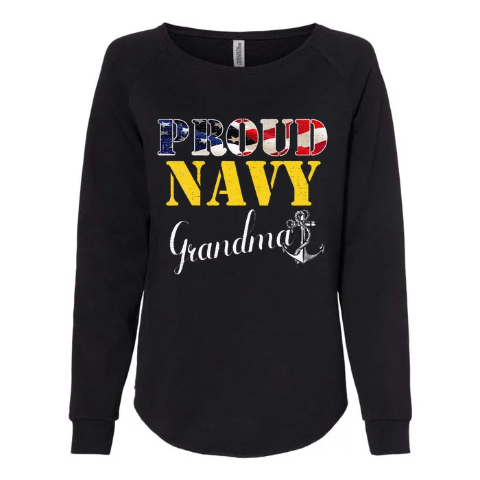 Vintage Proud Navy With American Flag For Grandma Gift Womens California Wash Sweatshirt