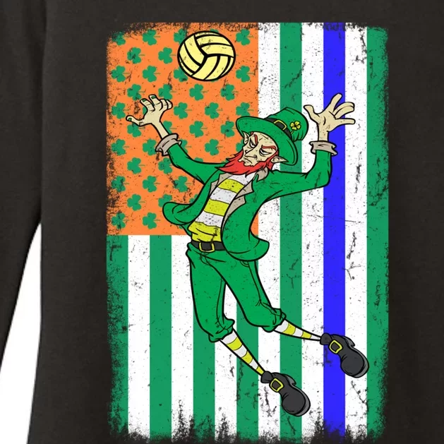 Volleyball Police Officer Cop Irish Usa Flag St Patricks Day Great Gift Womens CVC Long Sleeve Shirt