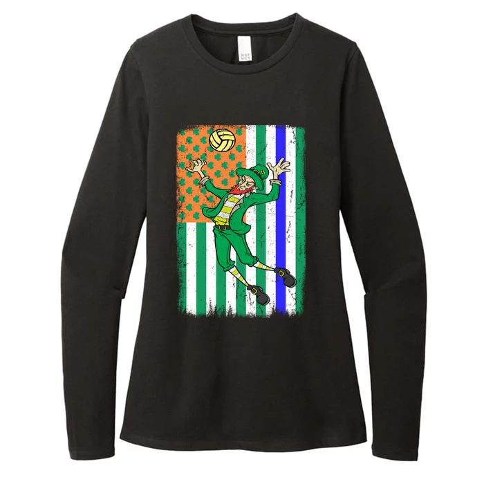 Volleyball Police Officer Cop Irish Usa Flag St Patricks Day Great Gift Womens CVC Long Sleeve Shirt