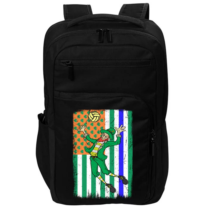 Volleyball Police Officer Cop Irish Usa Flag St Patricks Day Gift Impact Tech Backpack