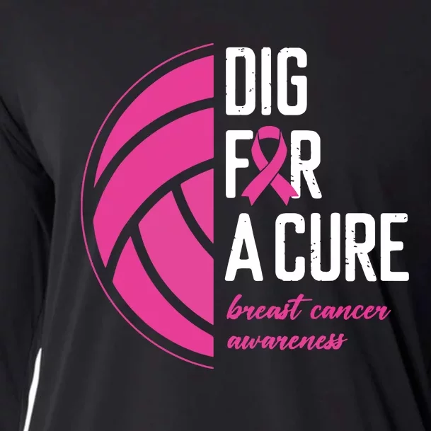 Volleyball Pink Out Dig For A Cure Breast Cancer Awareness Cooling Performance Long Sleeve Crew