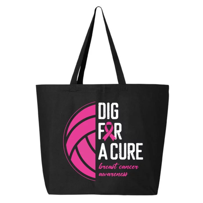 Volleyball Pink Out Dig For A Cure Breast Cancer Awareness 25L Jumbo Tote