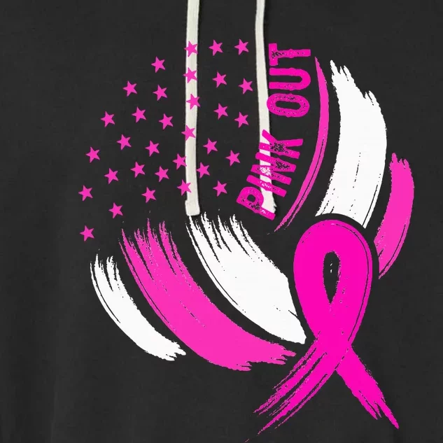 Volleyball P.I.N.K. Out Breast Cancer Awareness Ribbon Garment-Dyed Fleece Hoodie