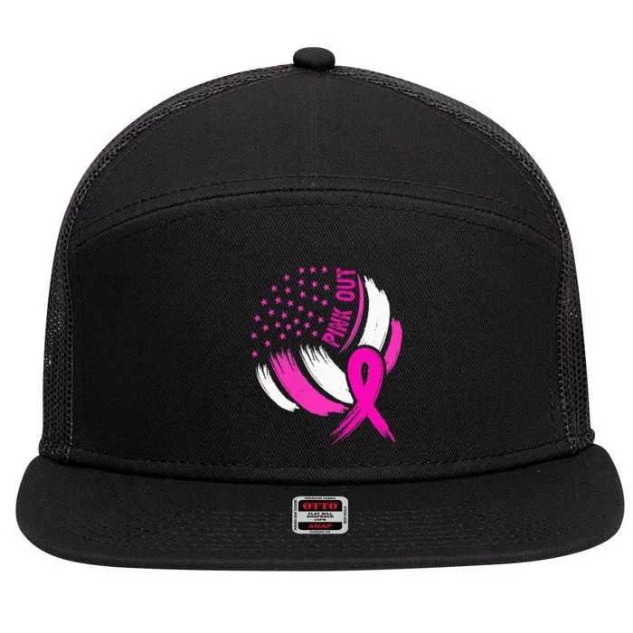 Volleyball P.I.N.K. Out Breast Cancer Awareness Ribbon 7 Panel Mesh Trucker Snapback Hat