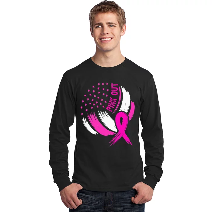 Volleyball P.I.N.K. Out Breast Cancer Awareness Ribbon Long Sleeve Shirt