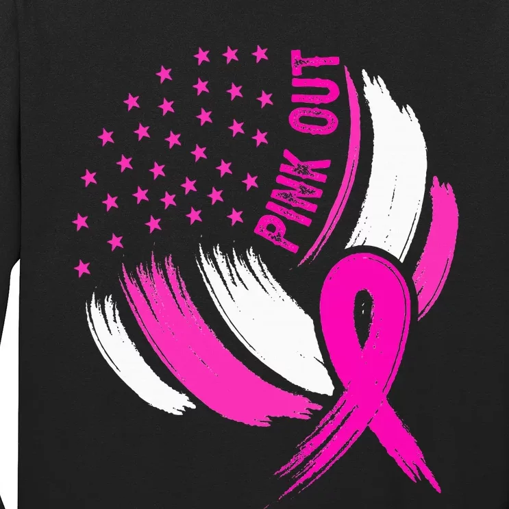 Volleyball P.I.N.K. Out Breast Cancer Awareness Ribbon Long Sleeve Shirt