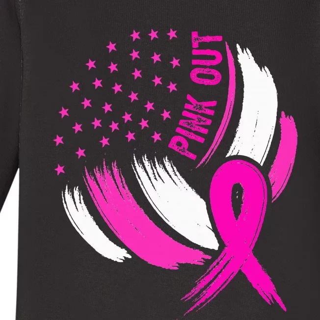 Volleyball P.I.N.K. Out Breast Cancer Awareness Ribbon Baby Long Sleeve Bodysuit