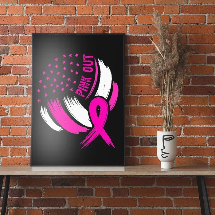 Volleyball P.I.N.K. Out Breast Cancer Awareness Ribbon Poster