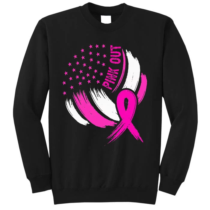 Volleyball P.I.N.K. Out Breast Cancer Awareness Ribbon Tall Sweatshirt