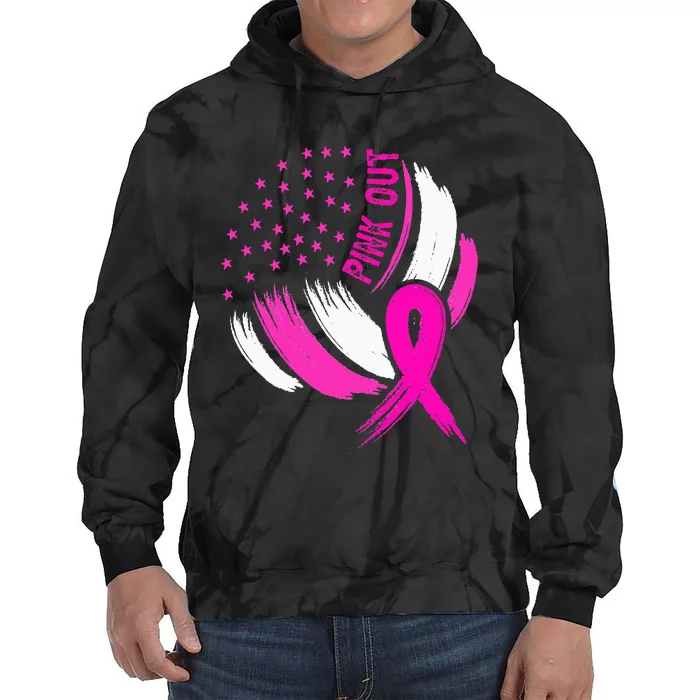 Volleyball P.I.N.K. Out Breast Cancer Awareness Ribbon Tie Dye Hoodie