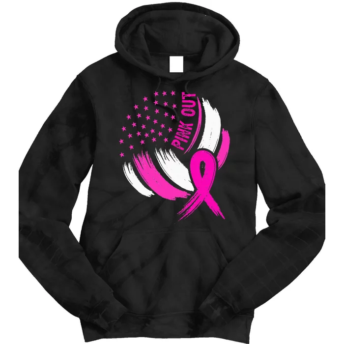 Volleyball P.I.N.K. Out Breast Cancer Awareness Ribbon Tie Dye Hoodie