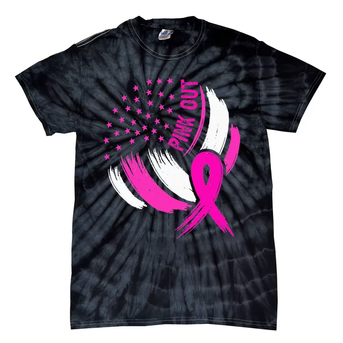 Volleyball P.I.N.K. Out Breast Cancer Awareness Ribbon Tie-Dye T-Shirt