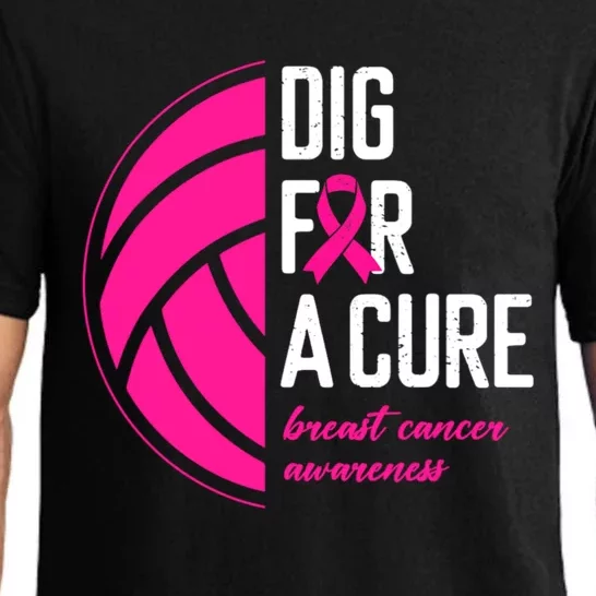 Volleyball Pink Out Dig For A Cure Breast Cancer Awareness Pajama Set