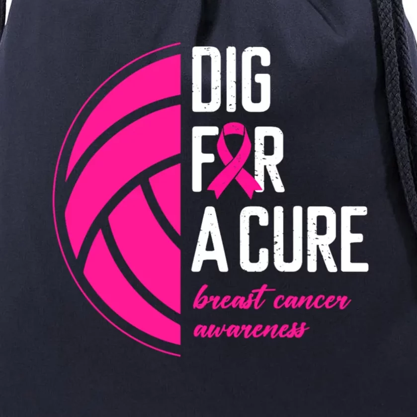 Volleyball Pink Out Dig For A Cure Breast Cancer Awareness Drawstring Bag