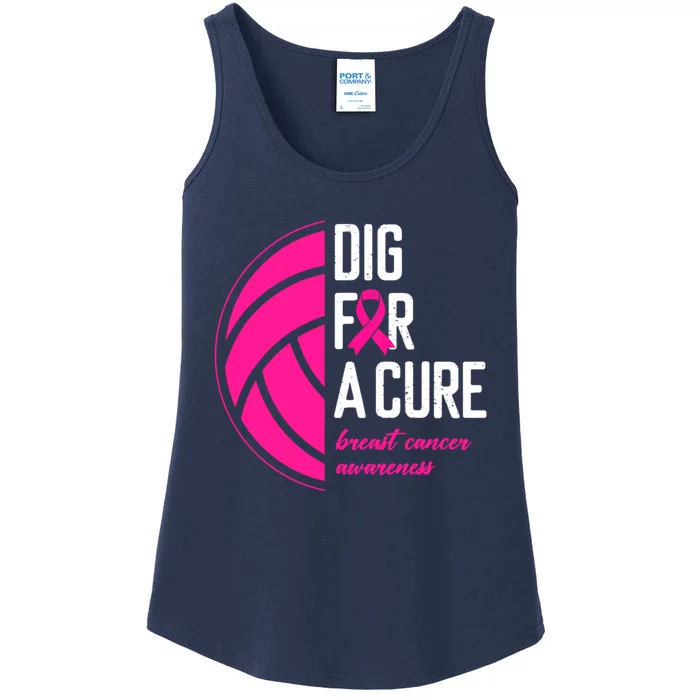 Volleyball Pink Out Dig For A Cure Breast Cancer Awareness Ladies Essential Tank