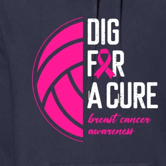 Volleyball Pink Out Dig For A Cure Breast Cancer Awareness Premium Hoodie