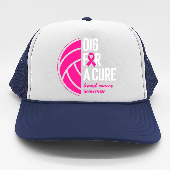 Volleyball Pink Out Dig For A Cure Breast Cancer Awareness Trucker Hat