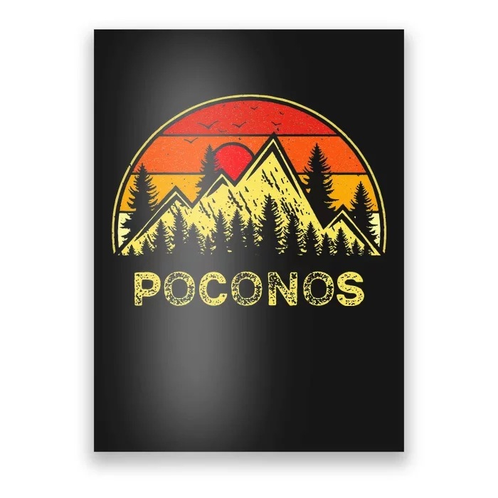 Vintage Poconos Pennsylvania PA Mountains Hiking Souvenir Poster