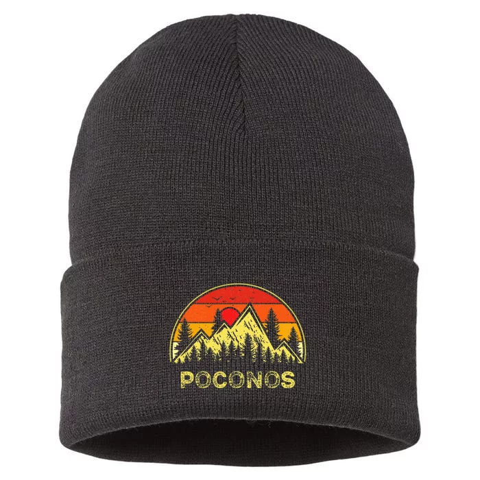 Vintage Poconos Pennsylvania PA Mountains Hiking Souvenir Sustainable Knit Beanie