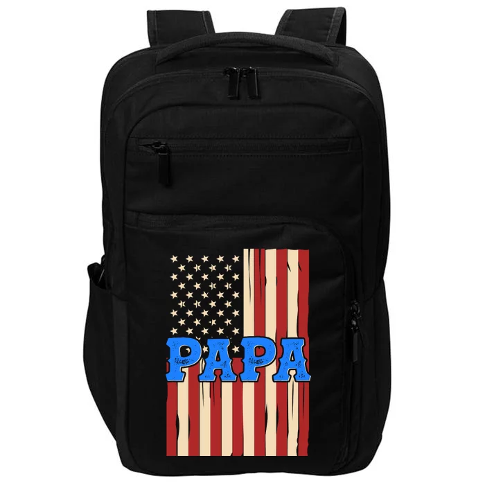 Vintage Papa Patriotic Usa Flag Impact Tech Backpack