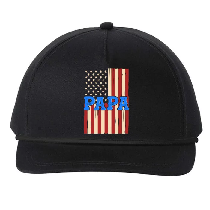 Vintage Papa Patriotic Usa Flag Snapback Five-Panel Rope Hat