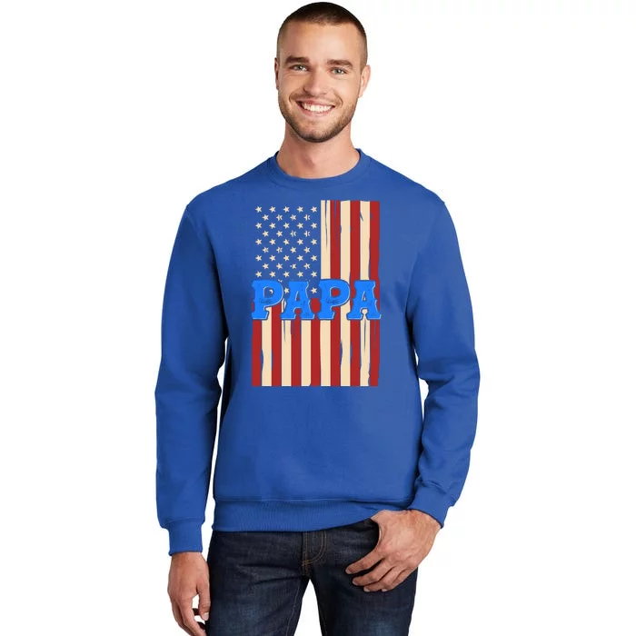 Vintage Papa Patriotic Usa Flag Sweatshirt