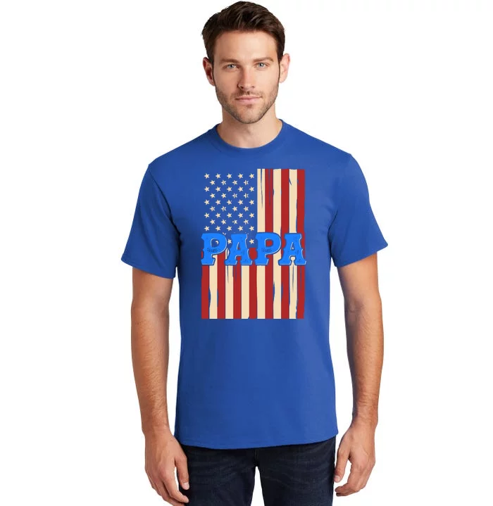 Vintage Papa Patriotic Usa Flag Tall T-Shirt