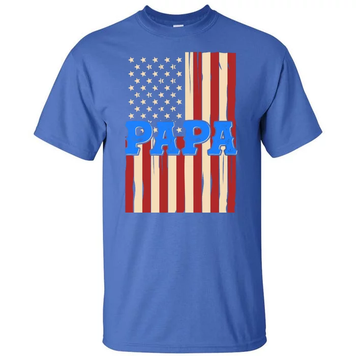 Vintage Papa Patriotic Usa Flag Tall T-Shirt