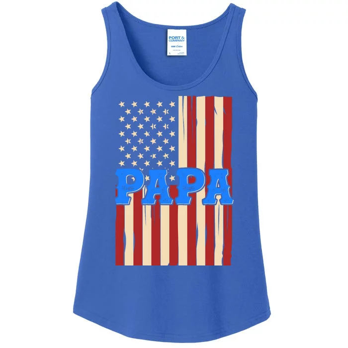 Vintage Papa Patriotic Usa Flag Ladies Essential Tank