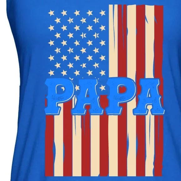 Vintage Papa Patriotic Usa Flag Ladies Essential Flowy Tank