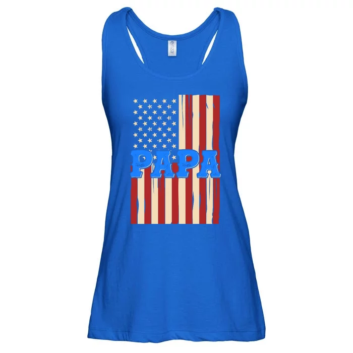 Vintage Papa Patriotic Usa Flag Ladies Essential Flowy Tank