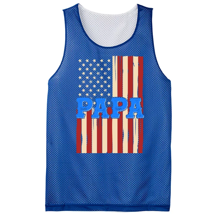 Vintage Papa Patriotic Usa Flag Mesh Reversible Basketball Jersey Tank