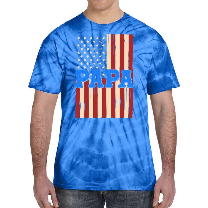 Vintage Papa Patriotic Usa Flag Tie-Dye T-Shirt