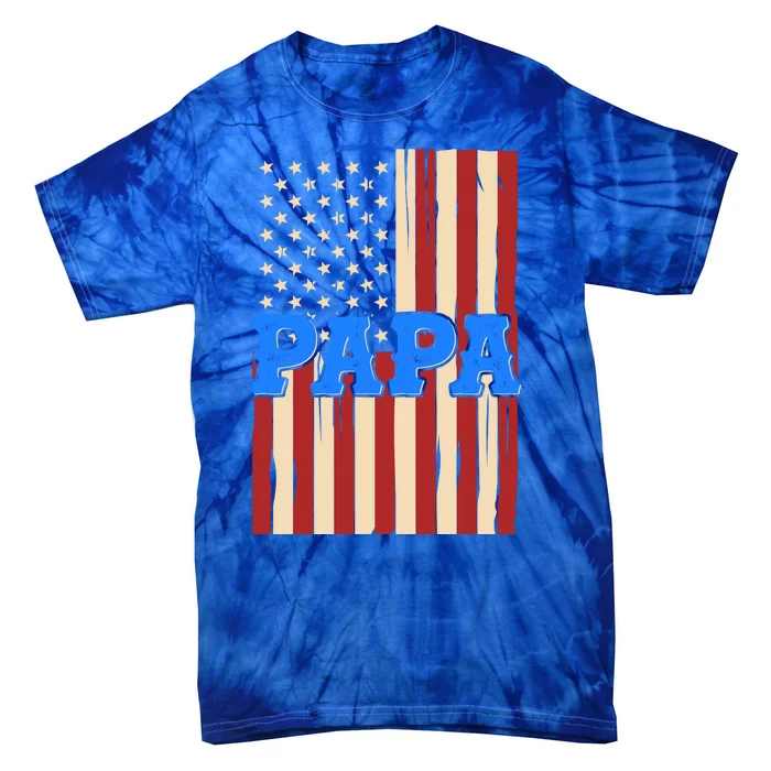 Vintage Papa Patriotic Usa Flag Tie-Dye T-Shirt