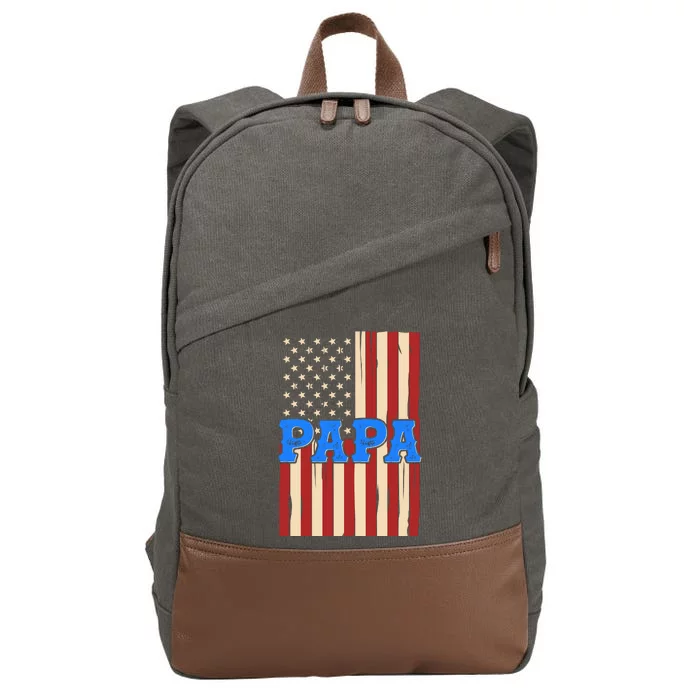 Vintage Papa Patriotic Usa Flag Cotton Canvas Backpack