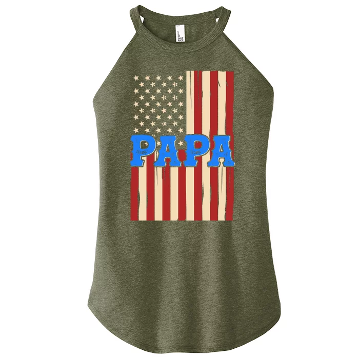 Vintage Papa Patriotic Usa Flag Women’s Perfect Tri Rocker Tank