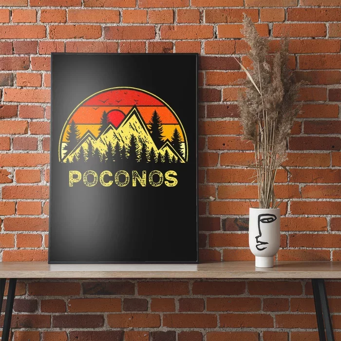 Vintage Poconos Pennsylvania PA Mountains Hiking Souvenir Poster