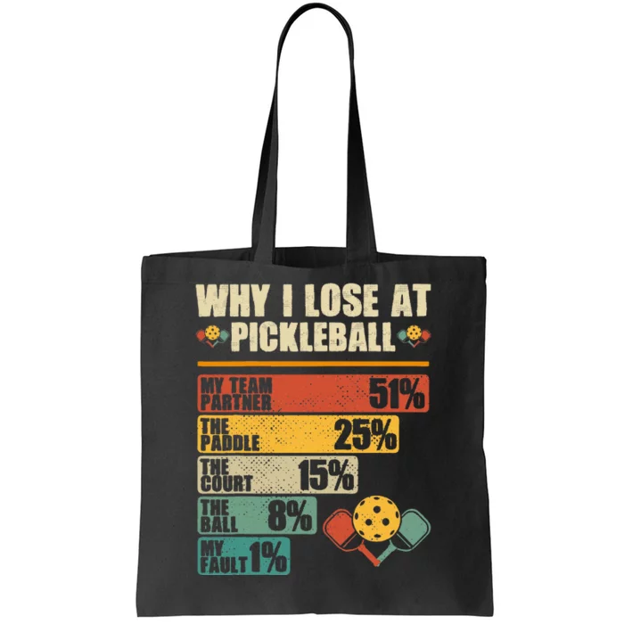 Vintage Pickleball Player Why I Lose At Pickleball Tote Bag