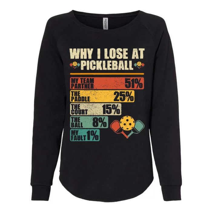 Vintage Pickleball Player Why I Lose At Pickleball Womens California Wash Sweatshirt