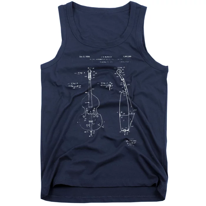 Vintage Patent Print 1934 Double Bass Player Tank Top