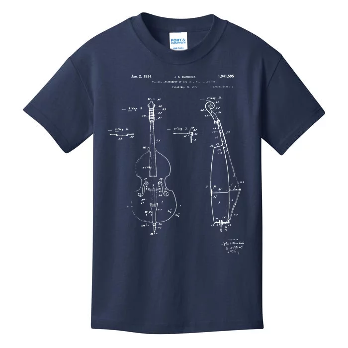 Vintage Patent Print 1934 Double Bass Player Kids T-Shirt